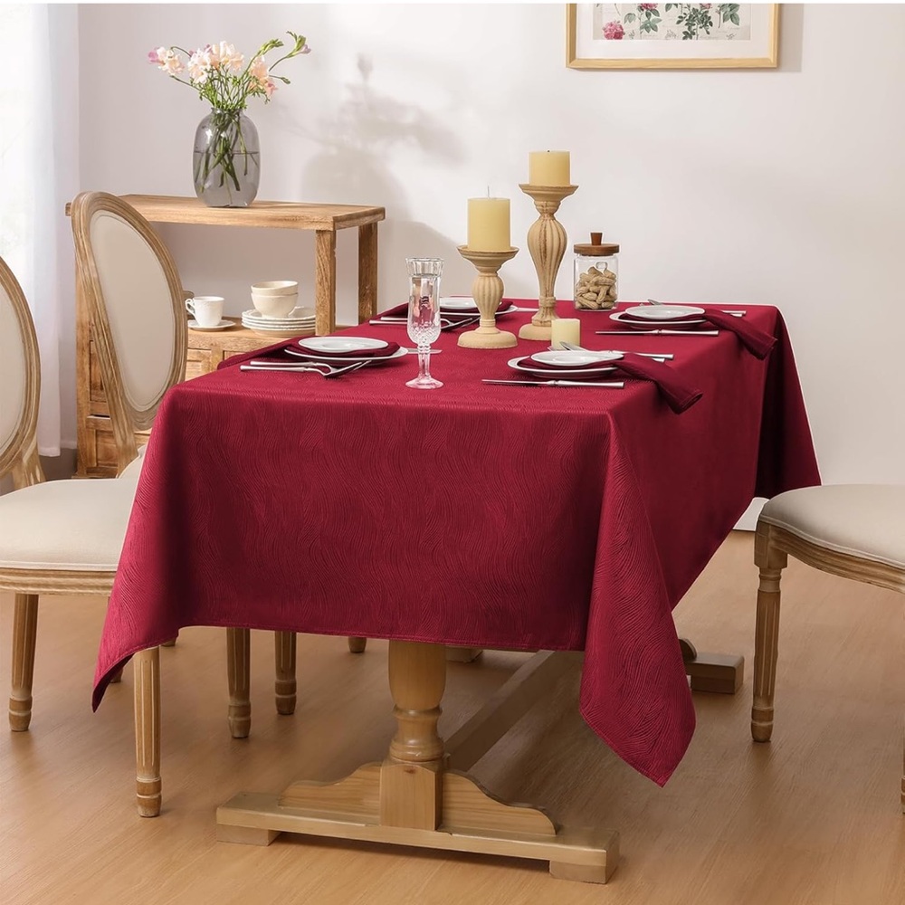 Rectangle Tablecloth Swirl Design Waterproof Stain Resistant Table Cover 52 x70”
